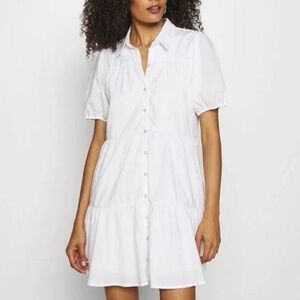 Abercrombie and Fitch White Collard Poplin Ruffle Detail sz XS